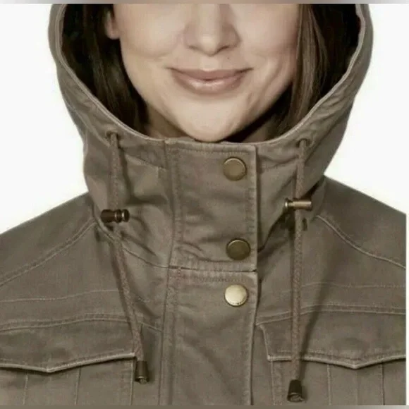 Lucky Brand Women’s Military Field Jacket Hood Full Zip Olive Green Size XS - Picture 2 of 14